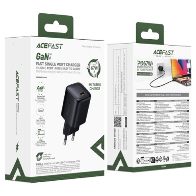 мережевий зарядний пристрій acefast a134 pd67w (1type-c) (чорний) 