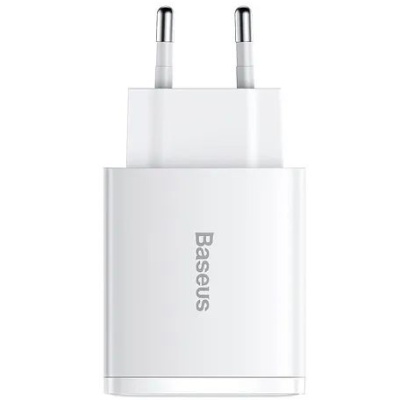 мережевий зарядний пристрій baseus compact quick charger (ccxj-e02) 2usb/18w/qc3.0 + 1type-c/30w/pd (білий) 