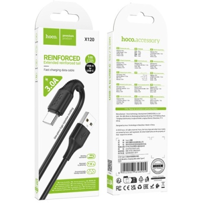 кабель hoco x120 usb - type-c 3.0a/1m (чорний) 