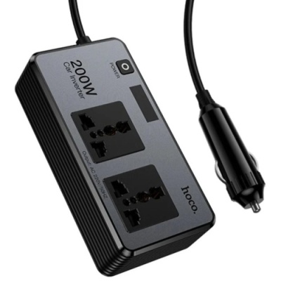 Автомобільний подовжувач DC to AC Hoco Z66 PD66W (2USB/1Type-C/2xSocket/12V/AC200W) (чорний)
