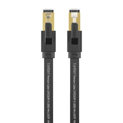 кабель lan earldom nw2 flat cat8 utp 26awg (7/0.16cca) * 4p+cross 6mm/5m black 