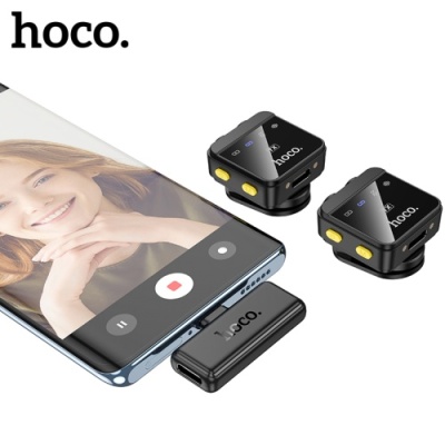мікрофон петличний бездротовий hoco l17 lightning type-c (чорний) 