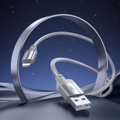кабель borofone bx108 silicone usb - lightning 2.4a/1m (сірий) 