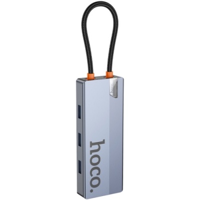 usb hub hoco hb50 type-c 5-in-1 (hdtv+pd+usb3.0*3) (сірий) 