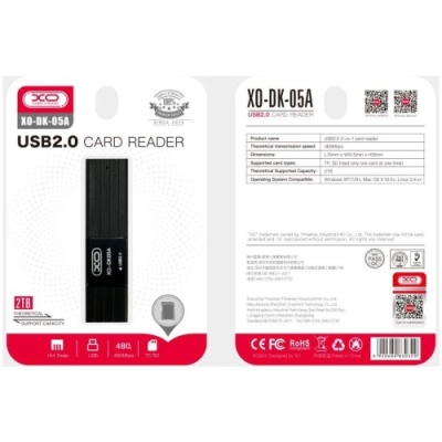 картрідер xo dk05a usb2.0 2in1 (чорний) 
