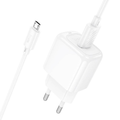 мережевий зарядний пристрій hoco cs52a 1usb/18w/qc3.0 + (usb - microusb) (білий) 