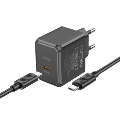 мережевий зарядний пристрій hoco cs15a 1type-c/30w/pd + (type-c - type-c) (чорний) 