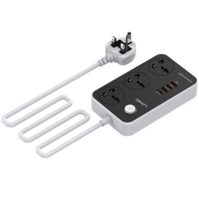 мережевий подовжувач ldnio sc3412 3 ports / pd / 3usb qc 3.0 (чорно-сірий) 