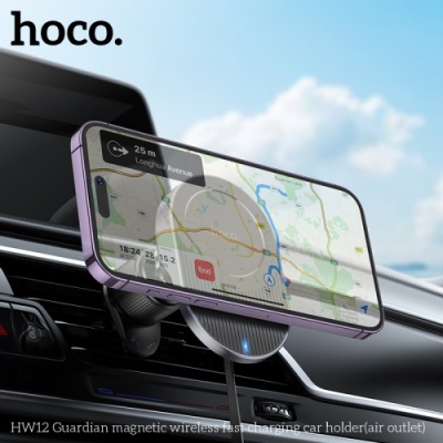 Автотримач Hoco HW12 з безпровідним зарядним пристроєм (Чорно-сірий)