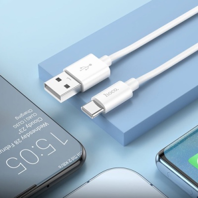 кабель hoco x87 magic silicone usb - type-c 3a/1m (білий) 