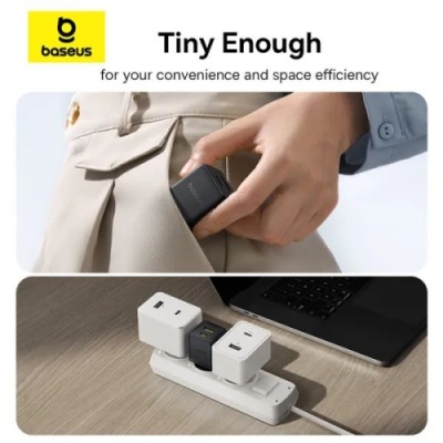 мережевий зарядний пристрій baseus palm fast charger (p1011160a113-00) 1usb/qc3.0 + 1type-c/pd 30w (чорний) 