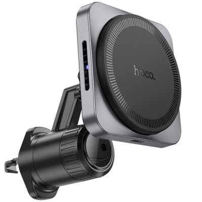 Автотримач Hoco HW15 з безпровідним зарядним пристроєм (Чорно-сірий)