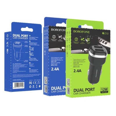 Автомобільний Зарядний Пристрій Borofone BZ13 2USB/2.4A (Чорний)