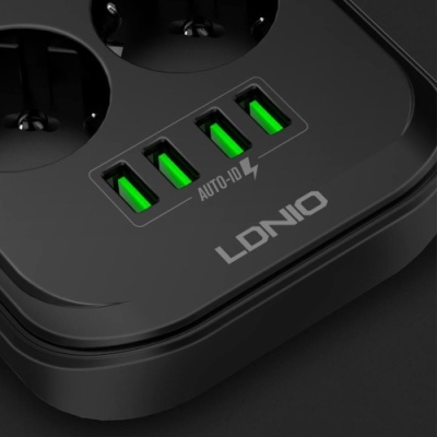 мережевий подовжувач ldnio se6403 4usb (чорний) 