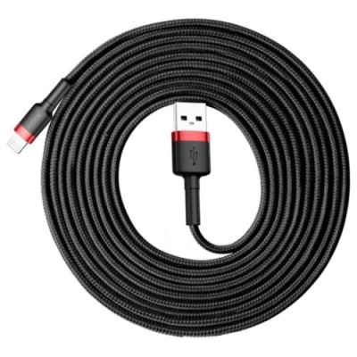 кабель baseus cafule usb - lightning 2a/3m (calklf-r91) (black-red) 