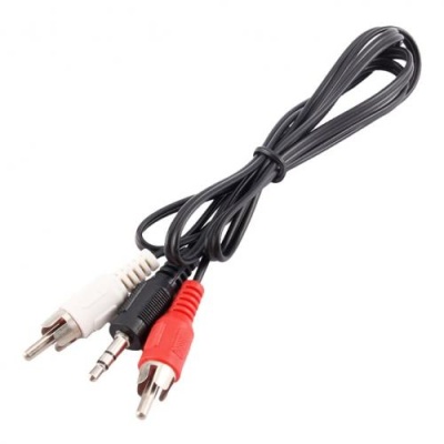 аудіо-кабель jack 3.5 2 pin - 2*rca (2 тюльпана) 1.5m (чорний) 