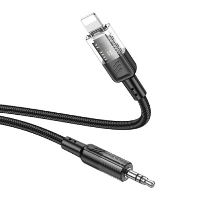 кабель aux hoco upa27 3.5mm(male) - lightning(male) 1.2m (чорний) 