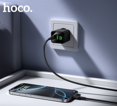 мережевий зарядний пристрій hoco cs83a 1usb/18w/qc3.0 + 1type-c/20w/pd (чорний) 