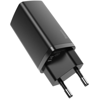мережевий зарядний пристрій baseus gan2 lite (ccgan2l-b01) 1usb/45w/qc4.0 + 1type-c/65w/pd (black) 