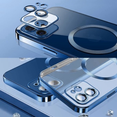 Купить чохол tpu metallic full camera with magsafe для apple iphone 12 (blue) онлайн