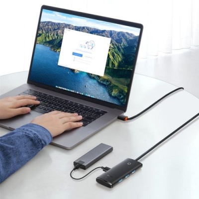usb hub baseus lite series 4-port (type-c to usb3.0*4) (wkqx030401) 1m black 