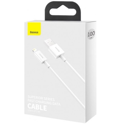 кабель baseus superior series usb - lightning 2.4a/1m (calys-a02) (white) 