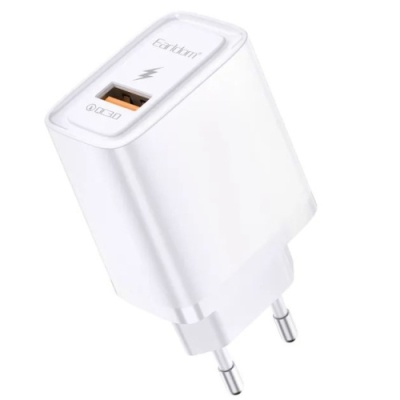 мережевий зарядний пристрій earldom es-eu35 1usb/qc3.0/18w (білий) 