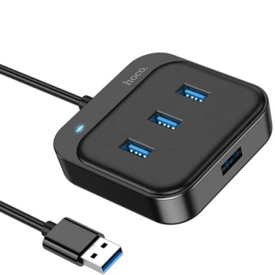 usb hub hoco hb31 easy 4-in-1 converter (usb to usb3.0*4) 1,2m. black 