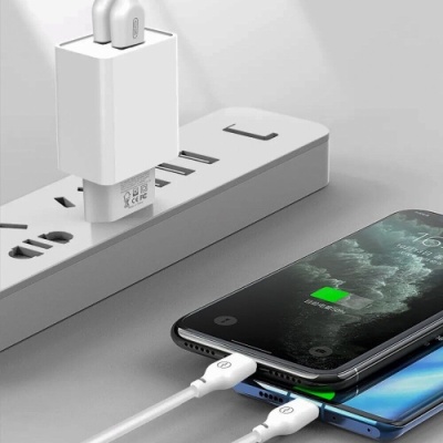 мережевий зарядний пристрій xo l65 2usb/2.4a + (usb - microusb) (бiлий) 