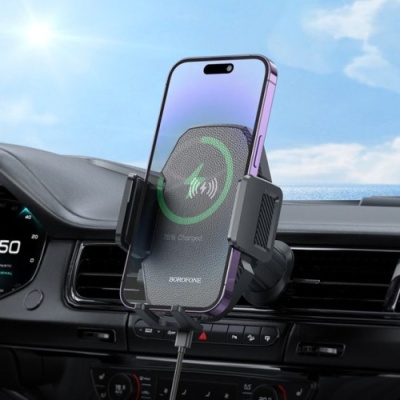 Автотримач Borofone BH213 Air Outlet Wireless Charger 15W (Чорний)