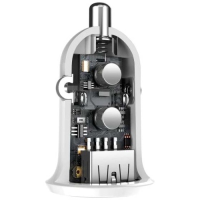 Автомобільний Зарядний Пристрій Baseus Grain Pro (CCALLP-02) 2USB/2.4A (White)