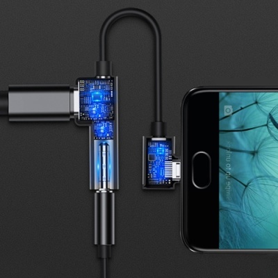 перехідник skydolphin au03 type-c - aux (3.5mm) + charging 1.5a (чорний) 