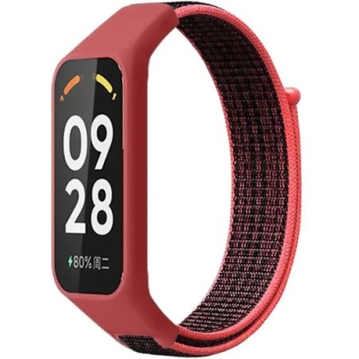 ремінець для xiaomi mi band 8 active/redmi smart band 2 nylon (red black) 