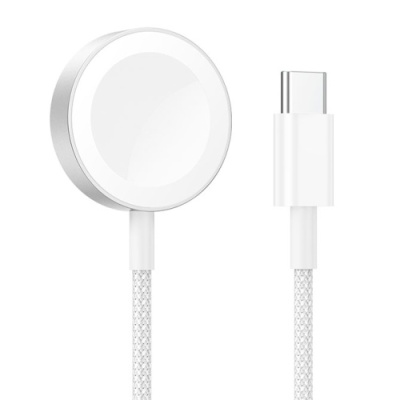 безпровідний зарядний пристрій hoco cw46 (apple watch 1-8, se/se2, ultra) (білий) 
