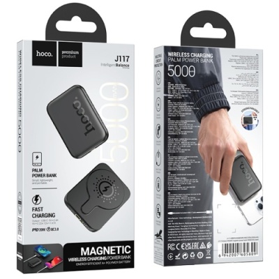 додаткова батарея power bank hoco j117 esteem pd20w magnetic 5000mah (чорний) 