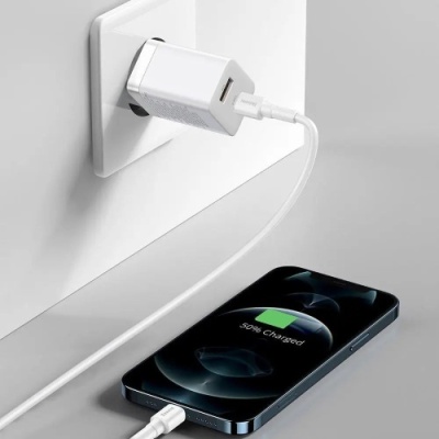мережевий зарядний пристрій baseus super si pro quick charger type-c/usb/30w eu (ccsupp-e02) (білий) 