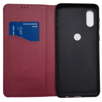 Купить чохол-книжка leather fold для motorola e6s/e6i (темно-червоний) онлайн