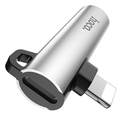 перехідник hoco ls21 lightning - aux (3.5mm) (сталевий) 