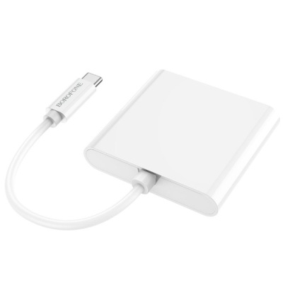 перехідник borofone dh4 type-c converter(type-c to usb3.0+hdmi+pd) (бiлий) 