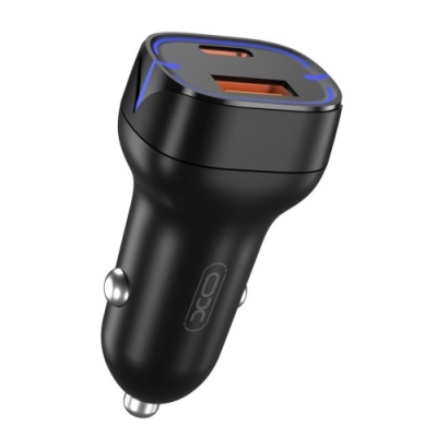 Автомобільний Зарядний Пристрій XO CC37 1USB/18W/QC3.0 + 1Type-C/20W/PD (Чорний)