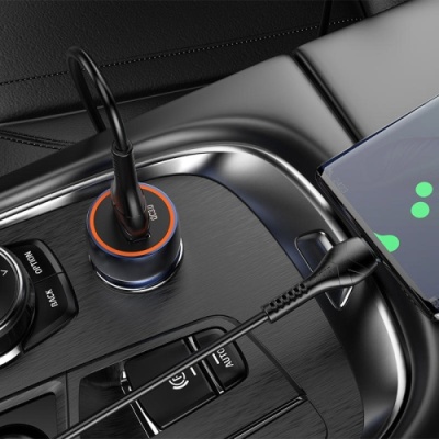Автомобільний Зарядний Пристрій Hoco Z46 1USB/18W/QC3.0 + (USB - Type-C) (Сапфірово-синій)