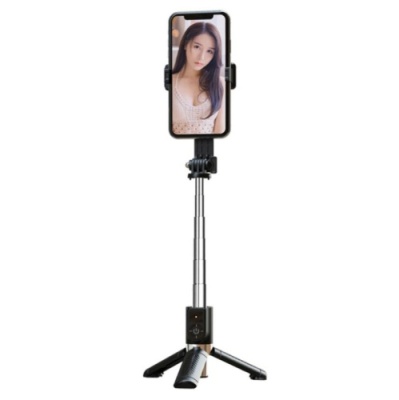 монопод-тринога для селфі xo ss10 mini bluetooth selfie stick 80 см з дзеркалом (чорний) 