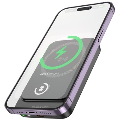 додаткова батарея power bank borofone bj63a with magsafe 15w+pd20w 10000 mah (чорний) 