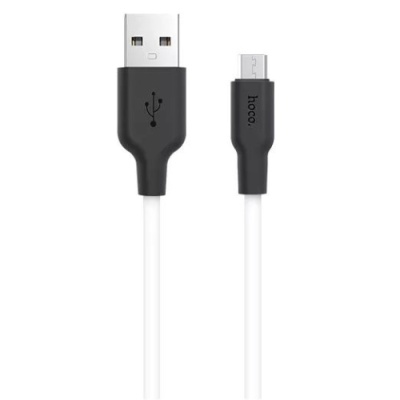 кабель hoco x21 plus silicone usb - microusb 2.4a/1m (чорно-білий) 