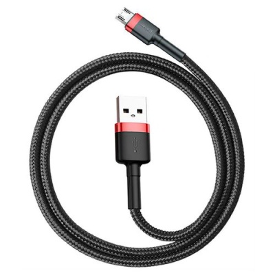 кабель baseus cafule usb - microusb 2.4a/0.5m (camklf-a91) (black-red) 