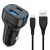 Автомобільний Зарядний Пристрій SkyDolphin SZ19V 1USB/20W/QC3.0 + 1Type-C/20W/PD + (USB - MicroUSB) (Чорний)
