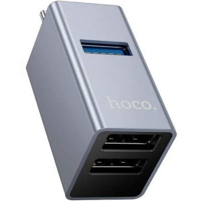 usb hub hoco hb54a 3in1 (type-c to usb2.0*2+usb3.0) (сірий) 