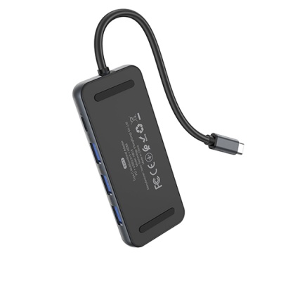 usb hub hoco hb15 (type-c to usb3.0*3+hdmi+pd) (сірий) 