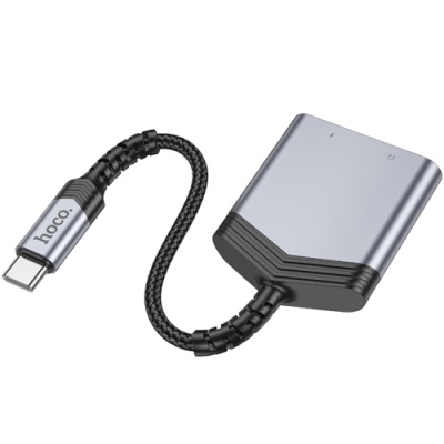 перехідник hoco ls39 type-c - type-c power + jack 3.5 (чорний) 