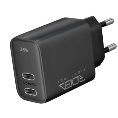 мережевий зарядний пристрій ridea rw-36120 turbo pro 2usb-c qc/pd 36w (чорний) 